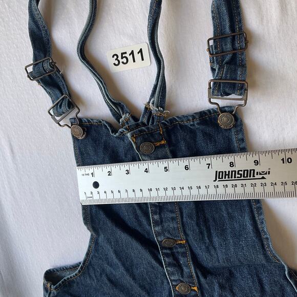 FOREVER 21 Women Denim Overall Front Buttons Bib Above Knee Skirt size M, Blue - Picture 3 of 11